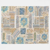 Couverture Polaire Patchwork Ethnique Jetée Blanche (Devant (Horizontal))