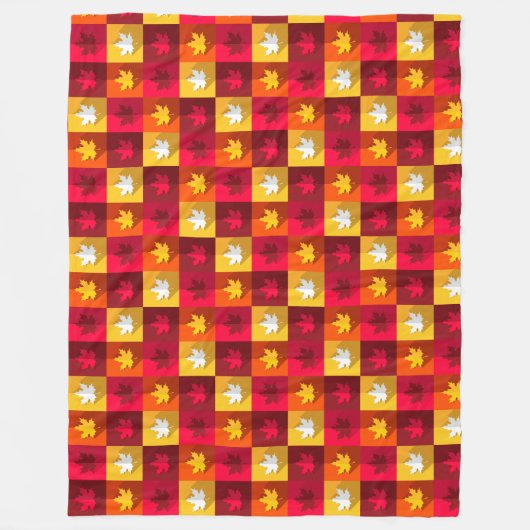 Couverture Polaire Patchwork Feuilles d'érable d'automne (Devant)