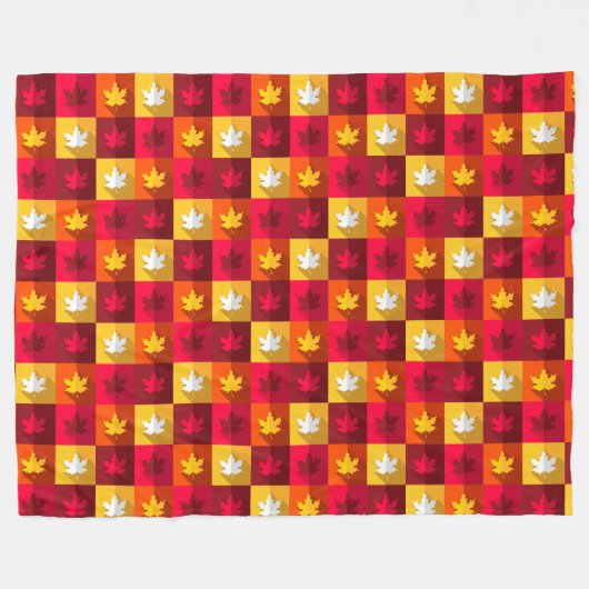 Couverture Polaire Patchwork Feuilles d'érable d'automne (Devant (Horizontal))