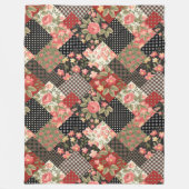 Couverture Polaire Patchwork Fleurs Motifs Polka Dot Plai géométrique (Devant)