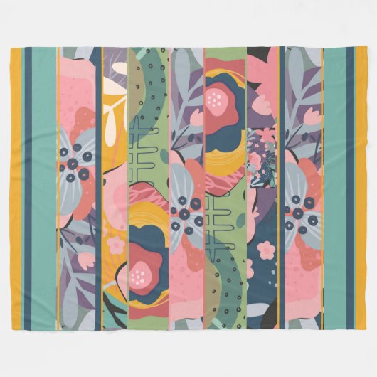 Couverture Polaire Patchwork floral Abstrait (Devant (Horizontal))