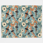 Couverture Polaire Patchwork floral Chauve-Halloween & Fleurs (Devant (Horizontal))