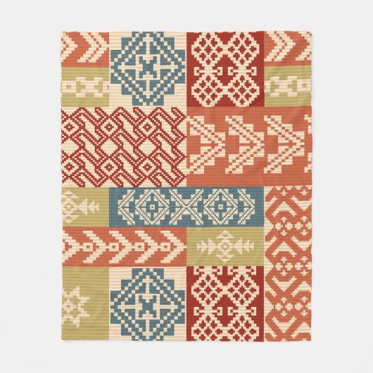 Couverture Polaire Patchwork géométrique Ethnic Motif sans fil (Devant)