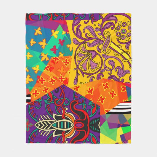 Couverture Polaire Patchwork indien turc festier Mandala (Devant)