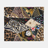 Couverture Polaire Patchwork Leopard : Ethnic Lining Design. (Devant (Horizontal))