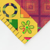 Couverture Polaire Patchwork lignes ornementales paces textile boho v (Coin)