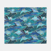 Couverture Polaire Patchwork Manta Rays en Sapphire bleu turquoise (Devant (Horizontal))
