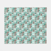 Couverture Polaire Patchwork marron turquoise de carrés (Devant (Horizontal))