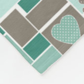 Couverture Polaire Patchwork marron turquoise de carrés (Coin)