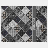 Couverture Polaire Patchwork monochrom noir gris blanc patchwork qui (Devant (Horizontal))