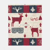 Couverture Polaire Patchwork nordique de Noël | Rennes (2) (Devant)