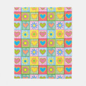 Couverture Polaire Patchwork of Love Blossom and Hearts (Devant)