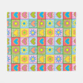 Couverture Polaire Patchwork of Love Blossom and Hearts (Devant (Horizontal))