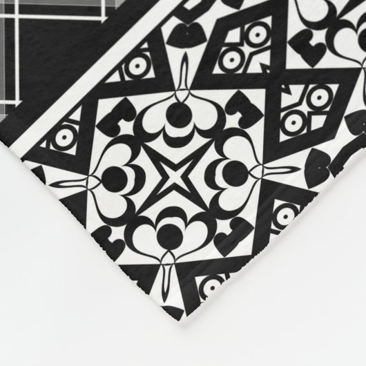 Couverture Polaire Patchwork rayé noir et blanc avec dentelle (Coin)