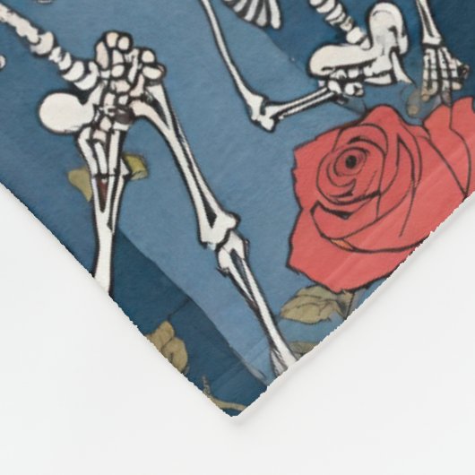 Couverture Polaire Patchwork Retro Denim avec Skulls Rose Skeletons (Coin)