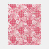 Couverture Polaire Patchwork rouge et blanc rustique (Devant)