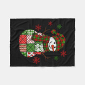 Couverture Polaire Patchwork Snowman, Retro Funny Christmas (Devant (Horizontal))