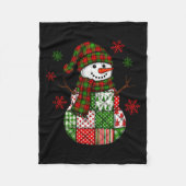 Couverture Polaire Patchwork Snowman, Retro Funny Christmas (Devant)