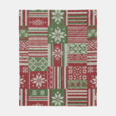 Couverture Polaire Patchwork Tricoté de Noël Classique -Rouge, Vert ( (Devant)
