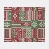 Couverture Polaire Patchwork Tricoté de Noël Classique -Rouge, Vert ( (Devant (Horizontal))