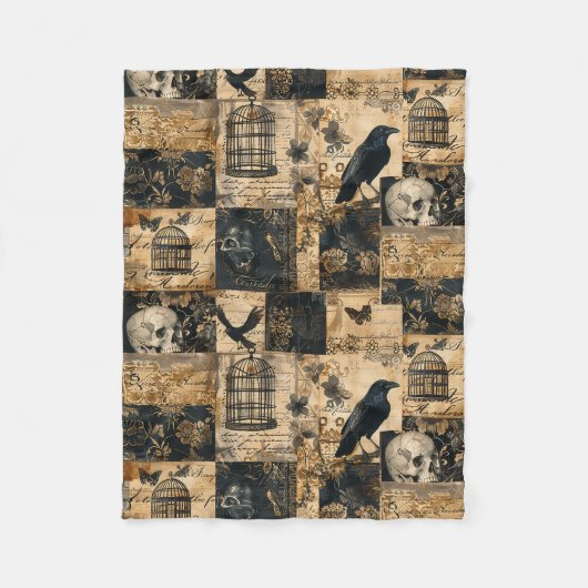 Couverture Polaire Patchwork victorien gothique d'Halloween (Devant)