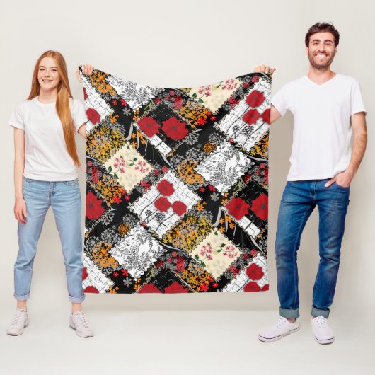 Couverture Polaire Patchwork vintage sans couture (En situation)