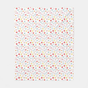 Couverture Polaire Pâtes, Coeurs et Os colorés Doodle