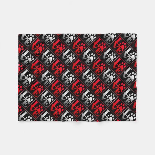 Couverture Polaire Pâtes d'amour rouge et argent Motif petit (Devant (Horizontal))