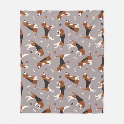 Couverture Polaire Pâtes et os Beagle mignons Gris (Devant)