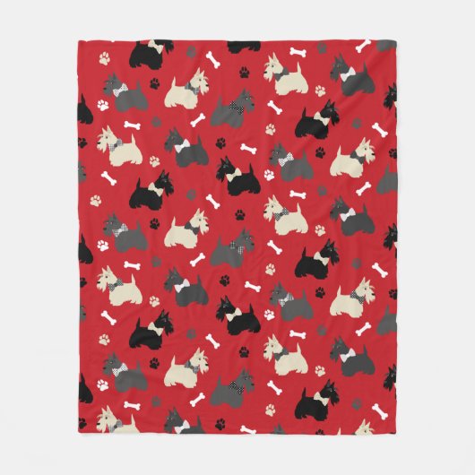 Couverture Polaire Pâtes et os de Terrier écossais (Devant)