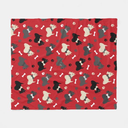 Couverture Polaire Pâtes et os de Terrier écossais (Devant (Horizontal))