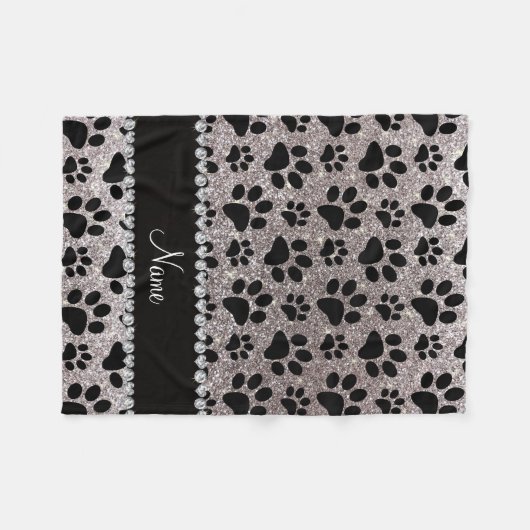 Couverture Polaire Pâtes pour chien noir parties scintillant argent d (Devant (Horizontal))