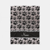 Couverture Polaire Pâtes pour chien noir parties scintillant argent d (Devant)