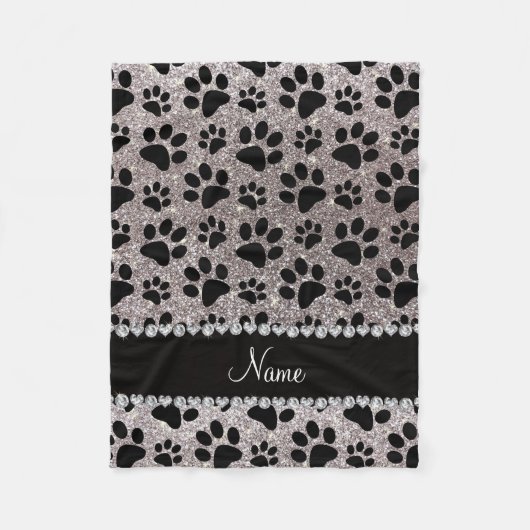Couverture Polaire Pâtes pour chien noir parties scintillant argent d (Devant)