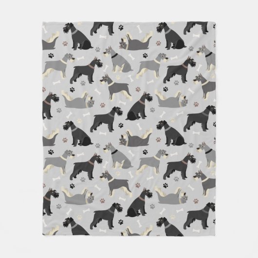 Couverture Polaire Pâtes Schnauzer et Blanche en polaire (Devant)