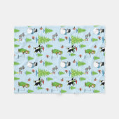 Couverture Polaire Patinage de pingouin de Noël et pêcheur d'ours (Devant (Horizontal))