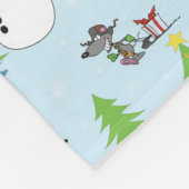 Couverture Polaire Patinage de pingouin de Noël et pêcheur d'ours (Coin)