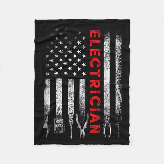 Couverture Polaire Patriotic Electrician American Flag Fathers Day  (Devant)