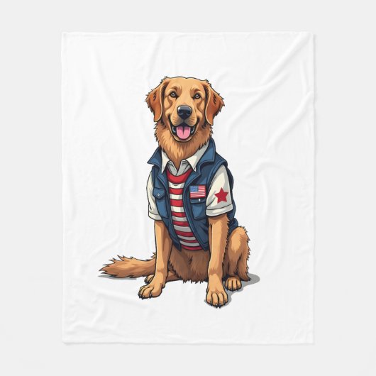 Couverture Polaire Patriotic Service Dog Golden Retriever Shirt 4 (Devant)