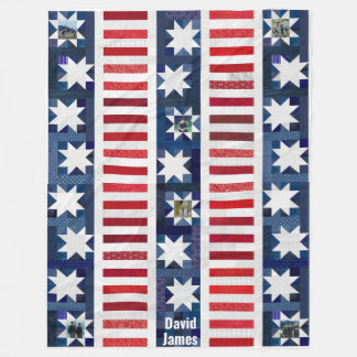 Couverture Polaire Patriotic Stars Stripes Drapeau Quilt Photo Mémoir