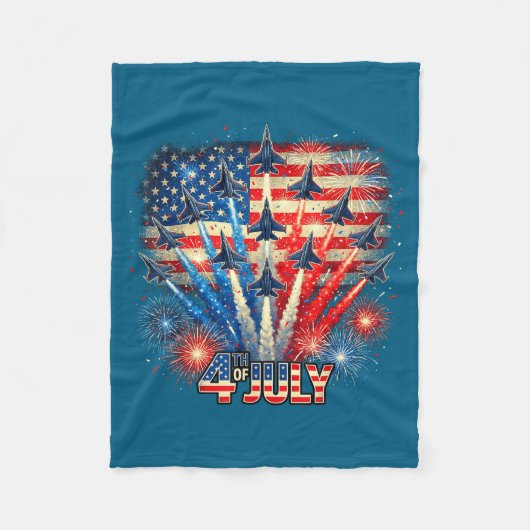 Couverture Polaire Patriotic Usa Flag Fighter Jets Illustration (Devant)