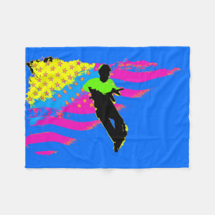 Couverture Polaire Patriotique Scooter Rider et US Drapeau Artwork