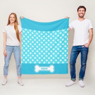 Couverture Polaire Patrouilles De Chien Bleu Et Blanc Et Os Du Nom