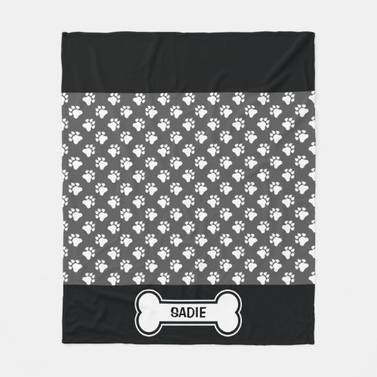 Couverture Polaire Patrouilles De Chien Noir Et Blanc Et Os Du Nom (Devant)