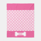 Couverture Polaire Patrouilles De Chien Rose Et Blanc Et Os Du Nom (Devant)