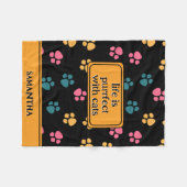 Couverture Polaire Patte de chat noir drôle mignonne (Devant (Horizontal))