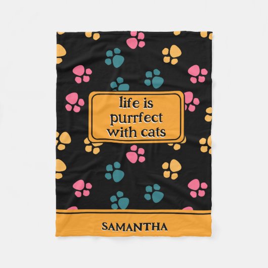Couverture Polaire Patte de chat noir drôle mignonne (Devant)