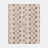 Couverture Polaire Patte de chien beige avec nom et monogramme (Devant)