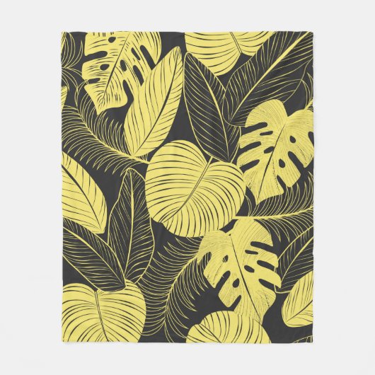 Couverture Polaire Patte Tropicale Noir Jaune Deux Tons (Devant)