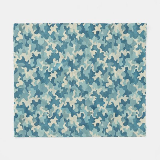 Couverture Polaire Pattern Camouflage Blue (Devant (Horizontal))